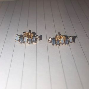 Blue ear crawler earrings